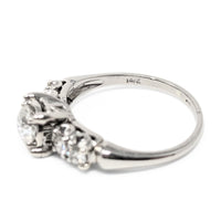 14K White Gold 1.6tcw 5 Diamond Engagement Ring - Size 8