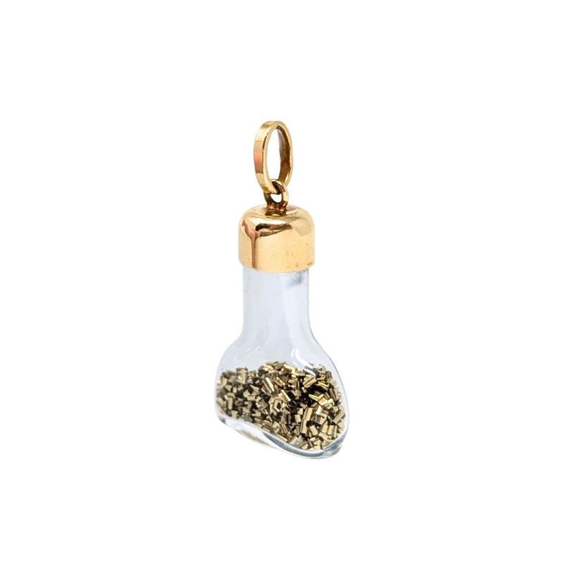 Glass Bottle Pendant W/ 14K Gold Shavings & Cap