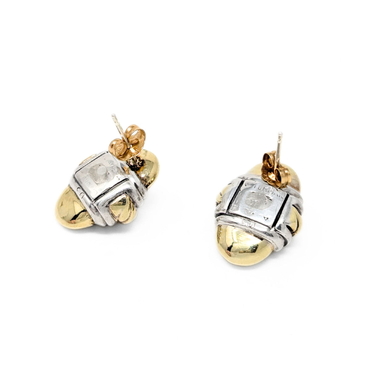 David Yurman Custom 14K Gold/Sterling Silver Cufflink Earrings