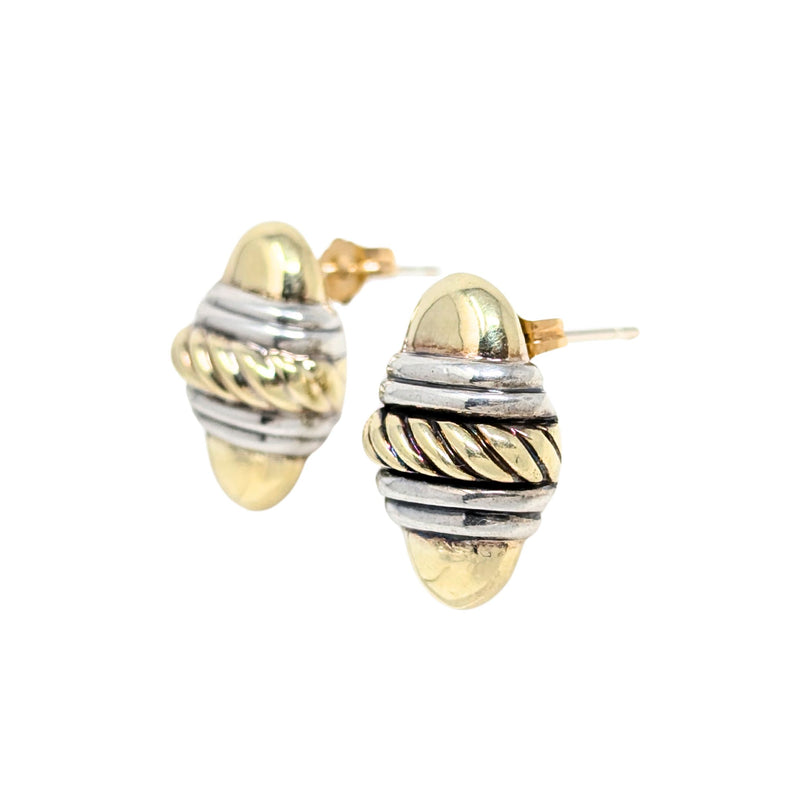 David Yurman Custom 14K Gold/Sterling Silver Cufflink Earrings