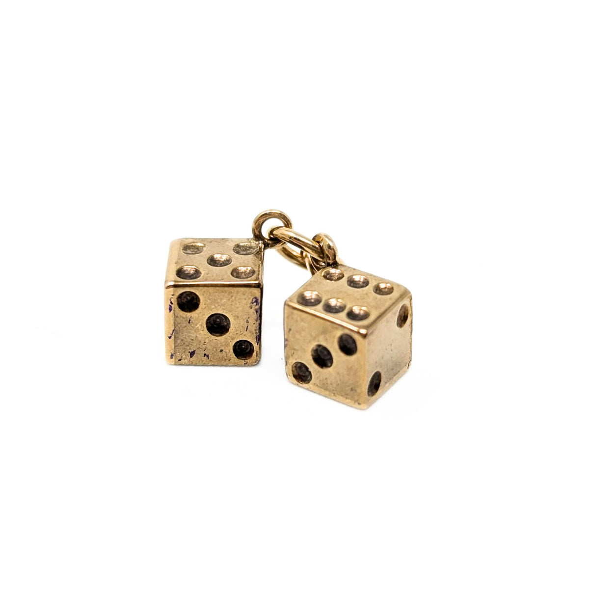 8K Gold Pair of Dice Charm