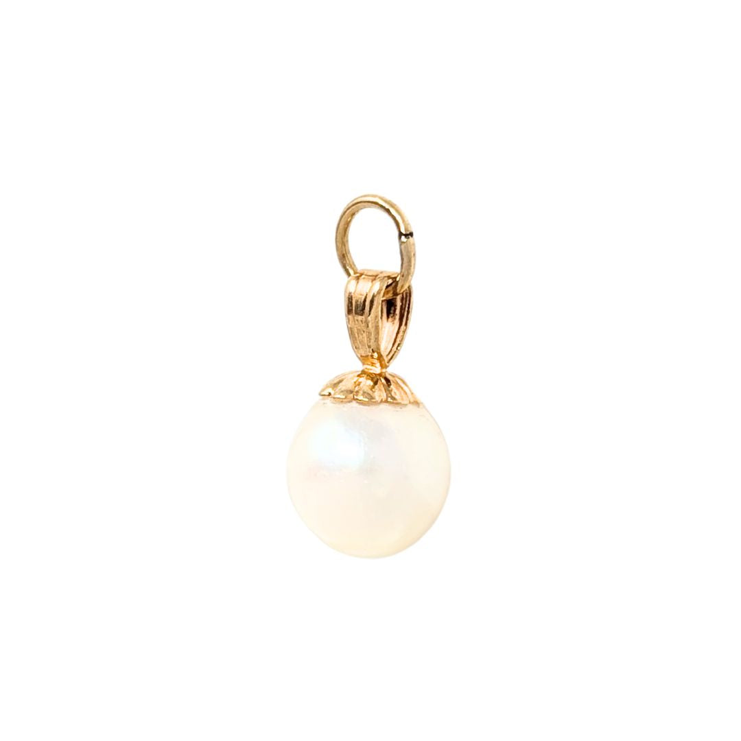 14K Gold Pearl Charm