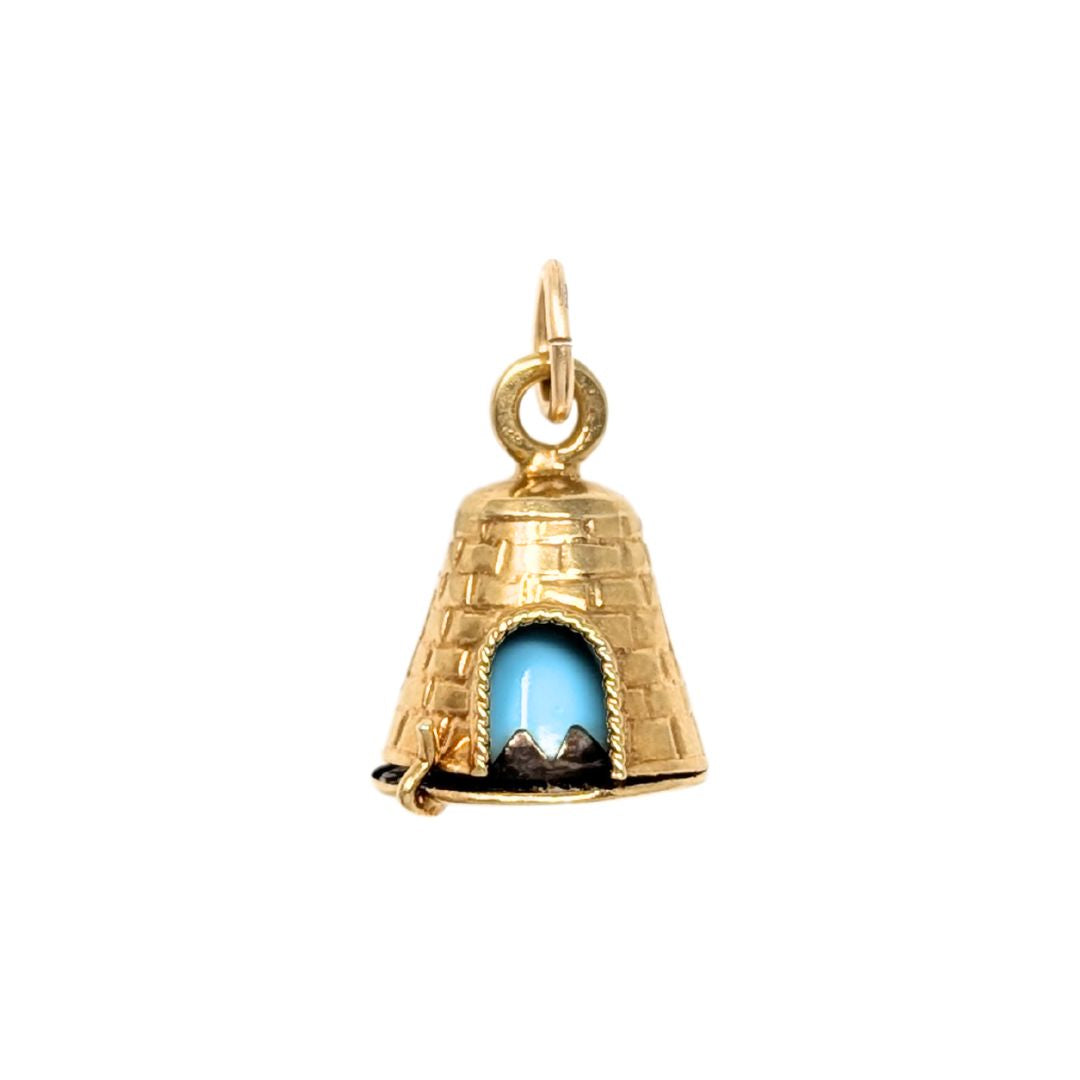 14K Gold & Turquoise Sugar Mill Charm