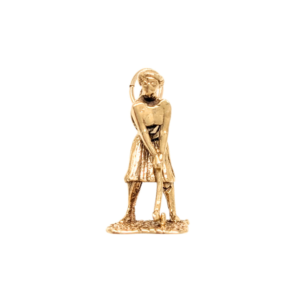 14K Gold Female Golfer Charm