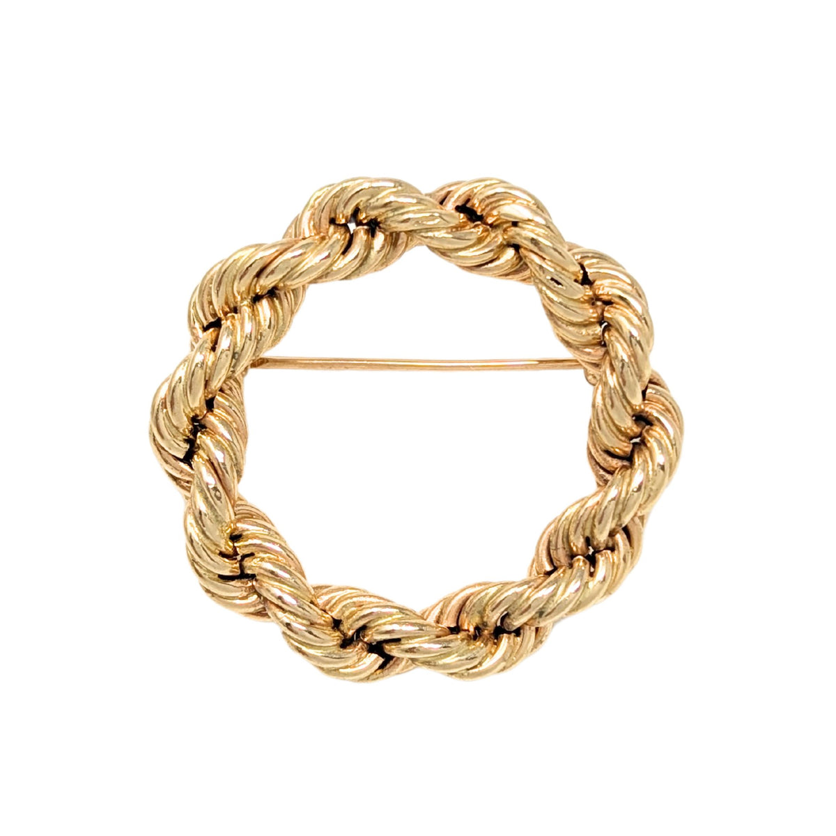 Tiffany & Co Vintage 14K Gold Solid Rope Wreath Brooch