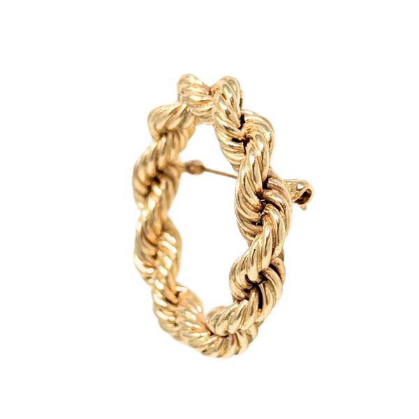 Tiffany & Co Vintage 14K Gold Solid Rope Wreath Brooch