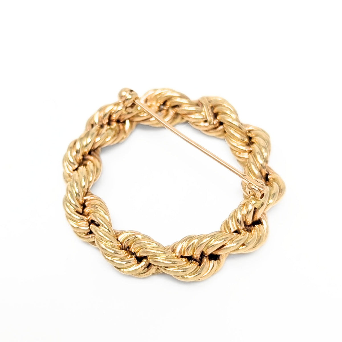 Tiffany & Co Vintage 14K Gold Solid Rope Wreath Brooch