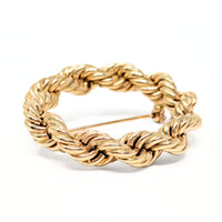 Tiffany & Co Vintage 14K Gold Solid Rope Wreath Brooch