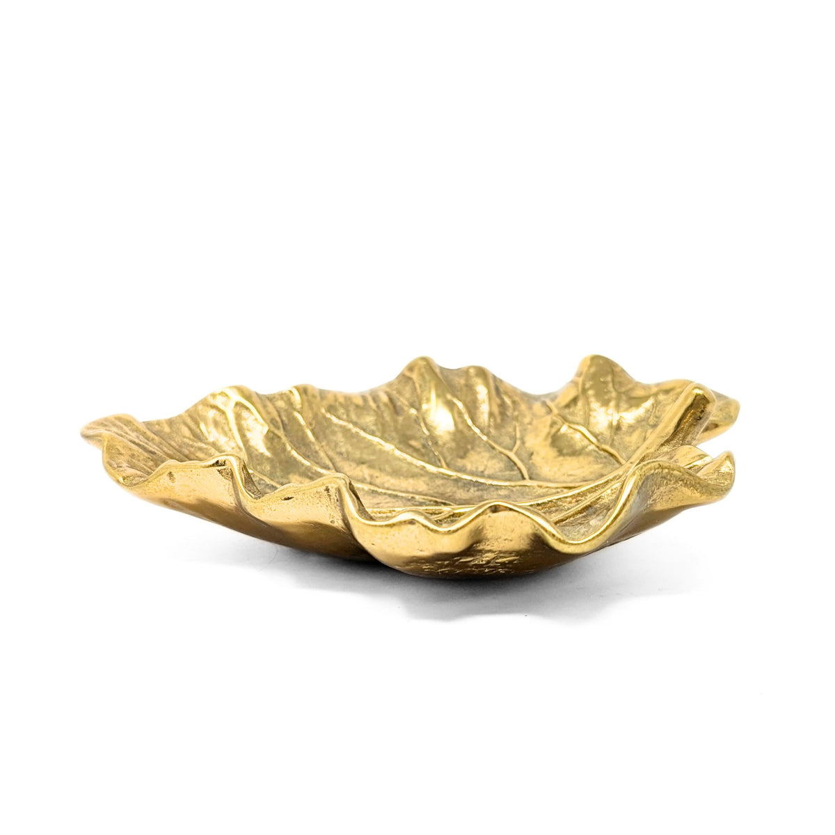 Vintage Virginia Metalcrafters Solid Brass Rhubarb Leaf Dish