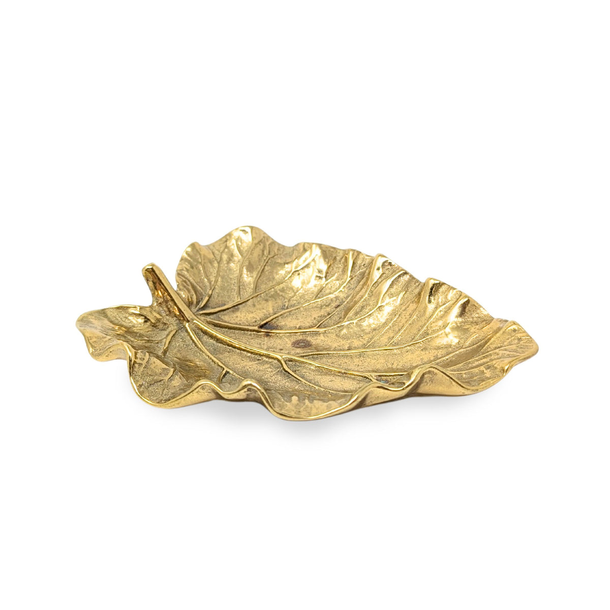 Vintage Virginia Metalcrafters Solid Brass Rhubarb Leaf Dish