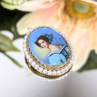 Victorian 14K Gold & Pearl Miniature Portrait Brooch/Pendant