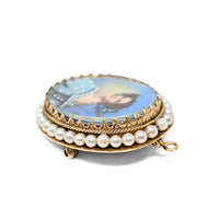 Victorian 14K Gold & Pearl Miniature Portrait Brooch/Pendant