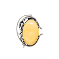 Art Nouveau Style Sterling Baltic Butterscotch Amber Pendant/Brooch