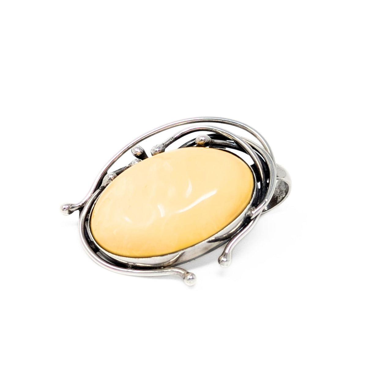 Art Nouveau Style Sterling Baltic Butterscotch Amber Pendant/Brooch