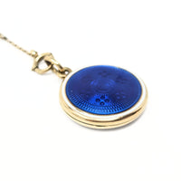 Victorian 14K Gold & Cobalt Enamel 17” Locket Necklace