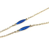 Victorian 14K Gold & Cobalt Enamel 17” Locket Necklace