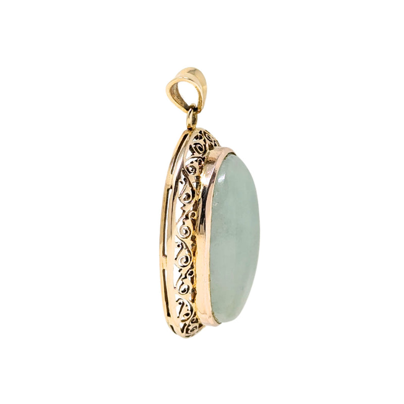 10K Gold & Jade Filigree Pendant