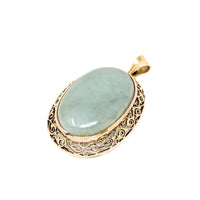 10K Gold & Jade Filigree Pendant