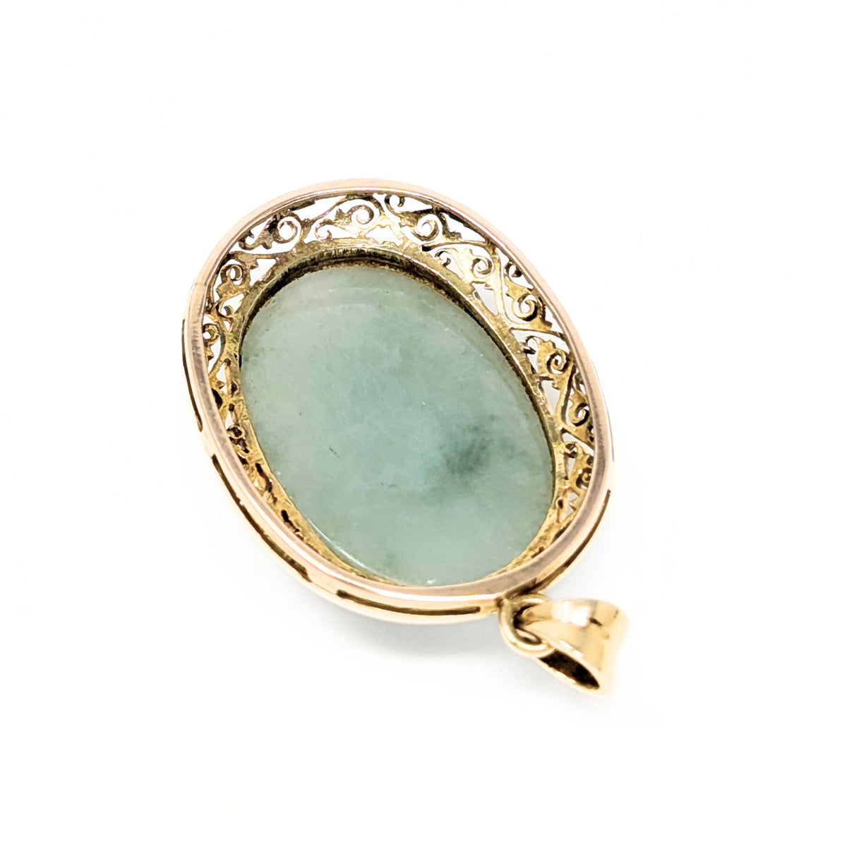 10K Gold & Jade Filigree Pendant