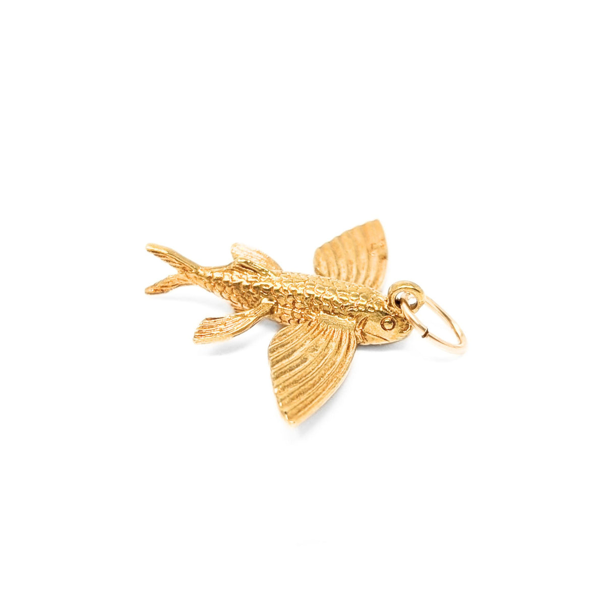 18K Gold Flying Fish Charm