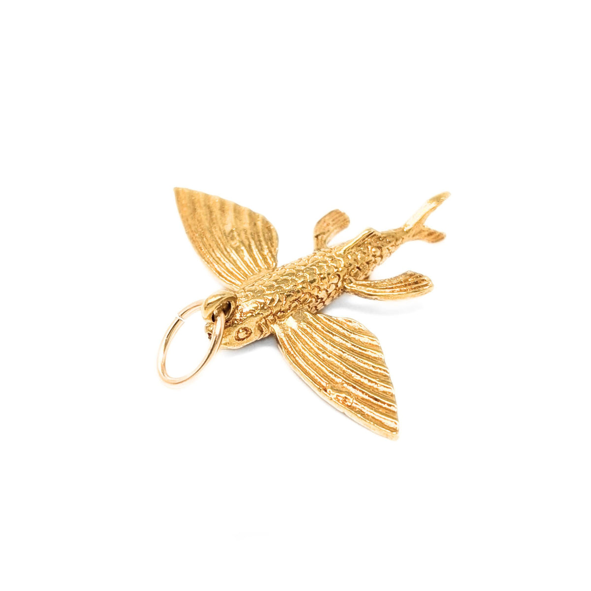 18K Gold Flying Fish Charm