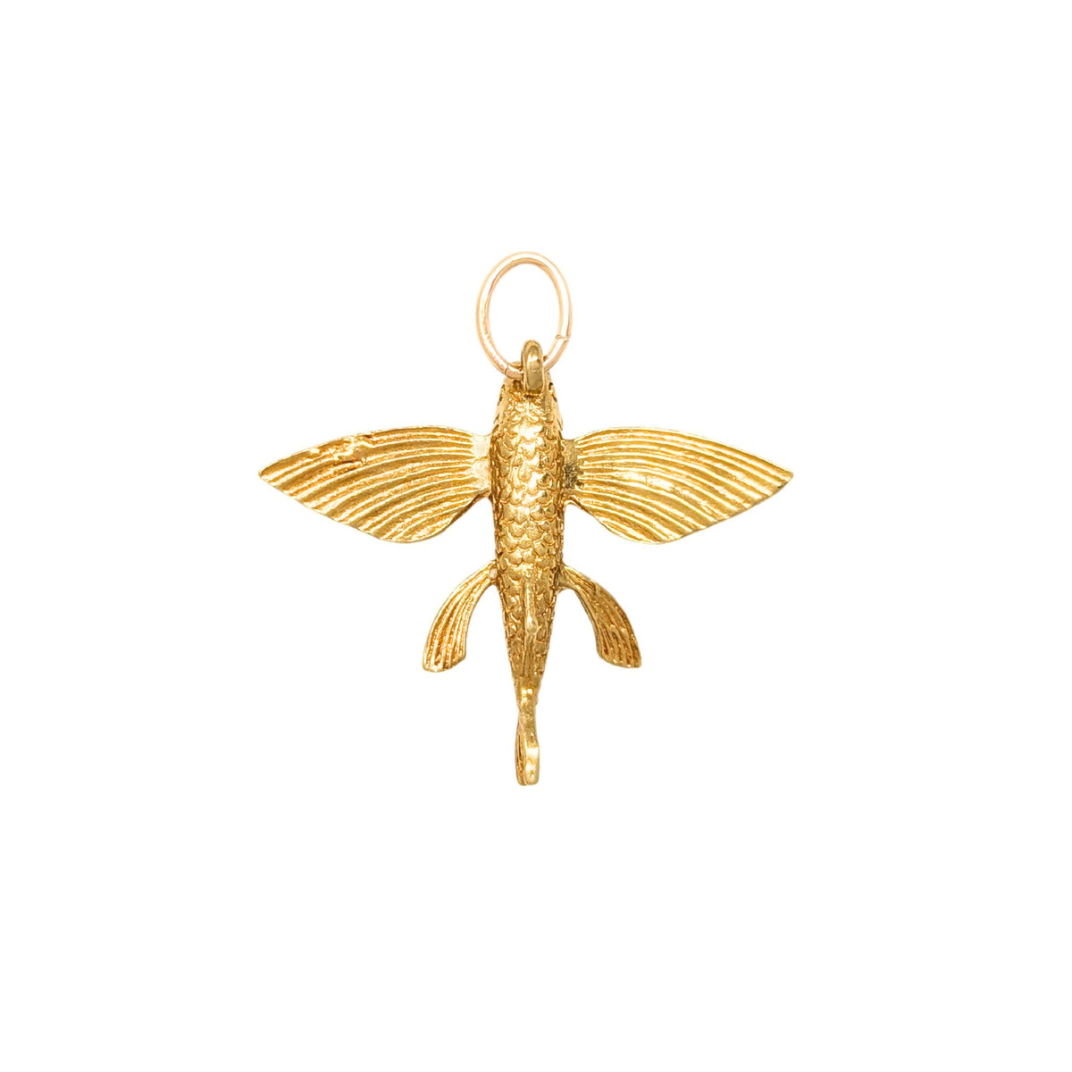 18K Gold Flying Fish Charm