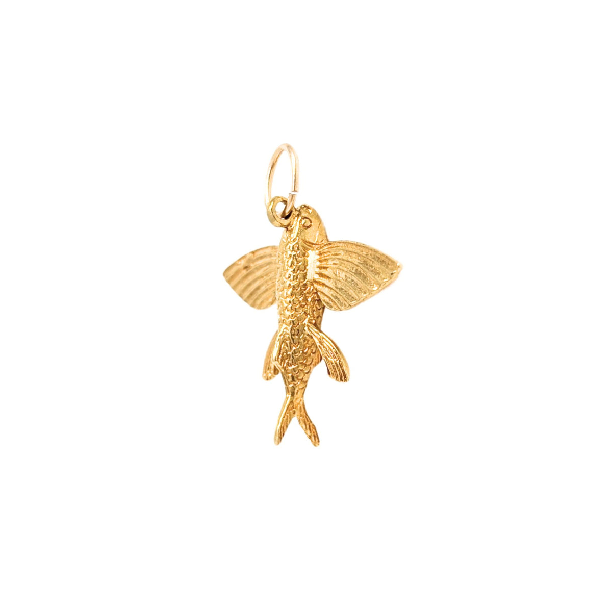 18K Gold Flying Fish Charm