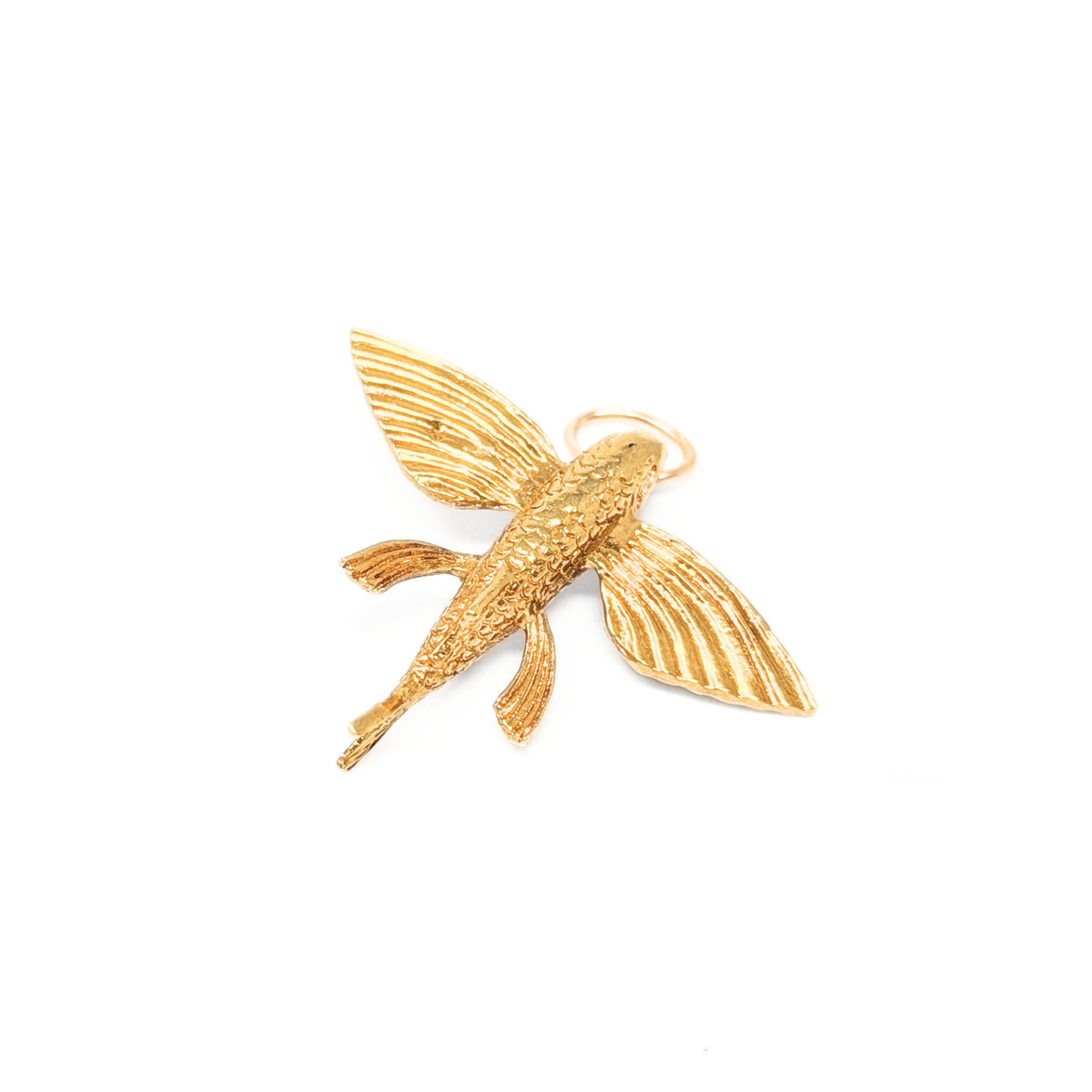 18K Gold Flying Fish Charm