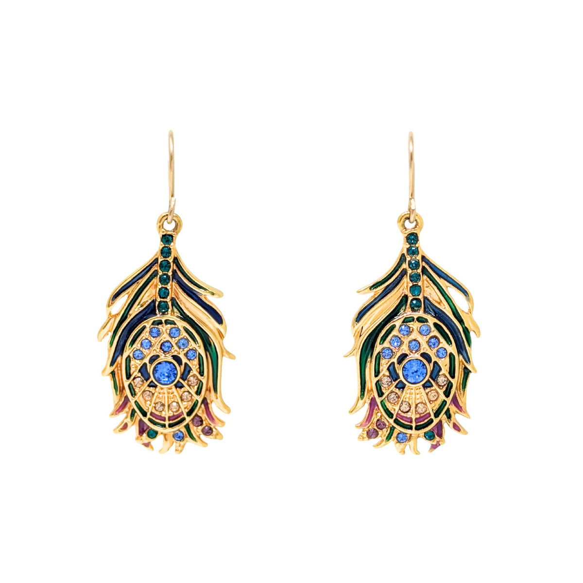 MMA Swavorski Crystal Peacock Feather Drop Earrings