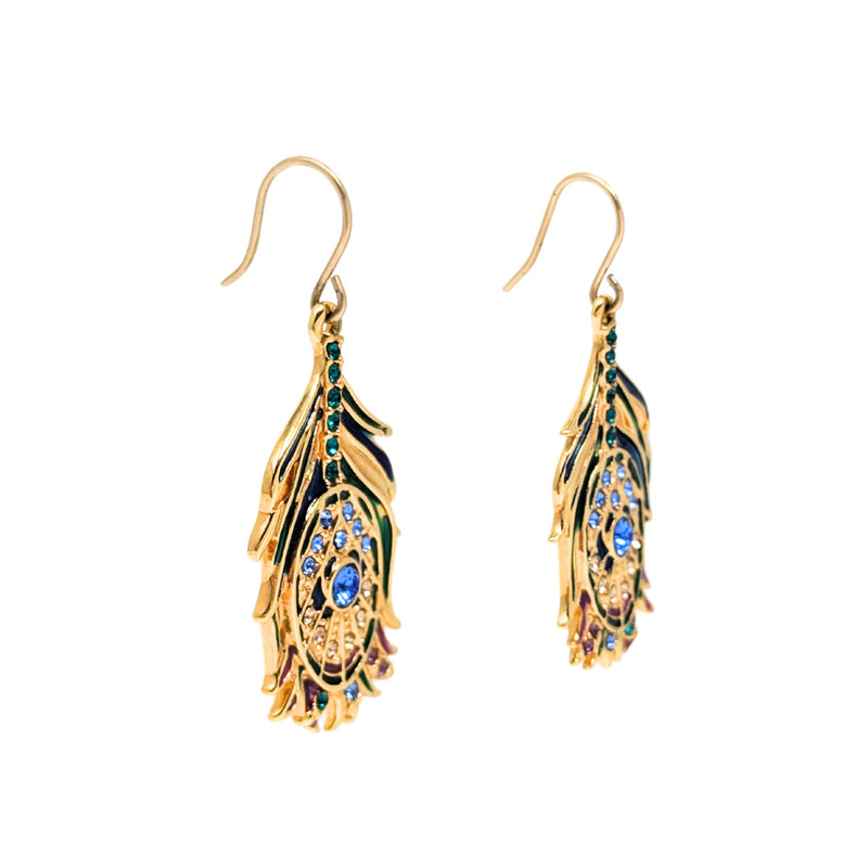 MMA Swavorski Crystal Peacock Feather Drop Earrings