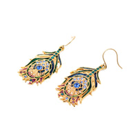 MMA Swavorski Crystal Peacock Feather Drop Earrings