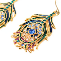 MMA Swavorski Crystal Peacock Feather Drop Earrings