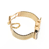 Vintage 14K Gold & Diamond Buckle Weave Hidden Watch Bracelet