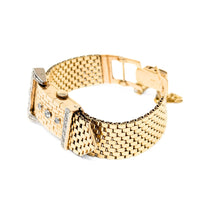 Vintage 14K Gold & Diamond Buckle Weave Hidden Watch Bracelet