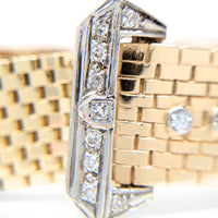 Vintage 14K Gold & Diamond Buckle Weave Hidden Watch Bracelet