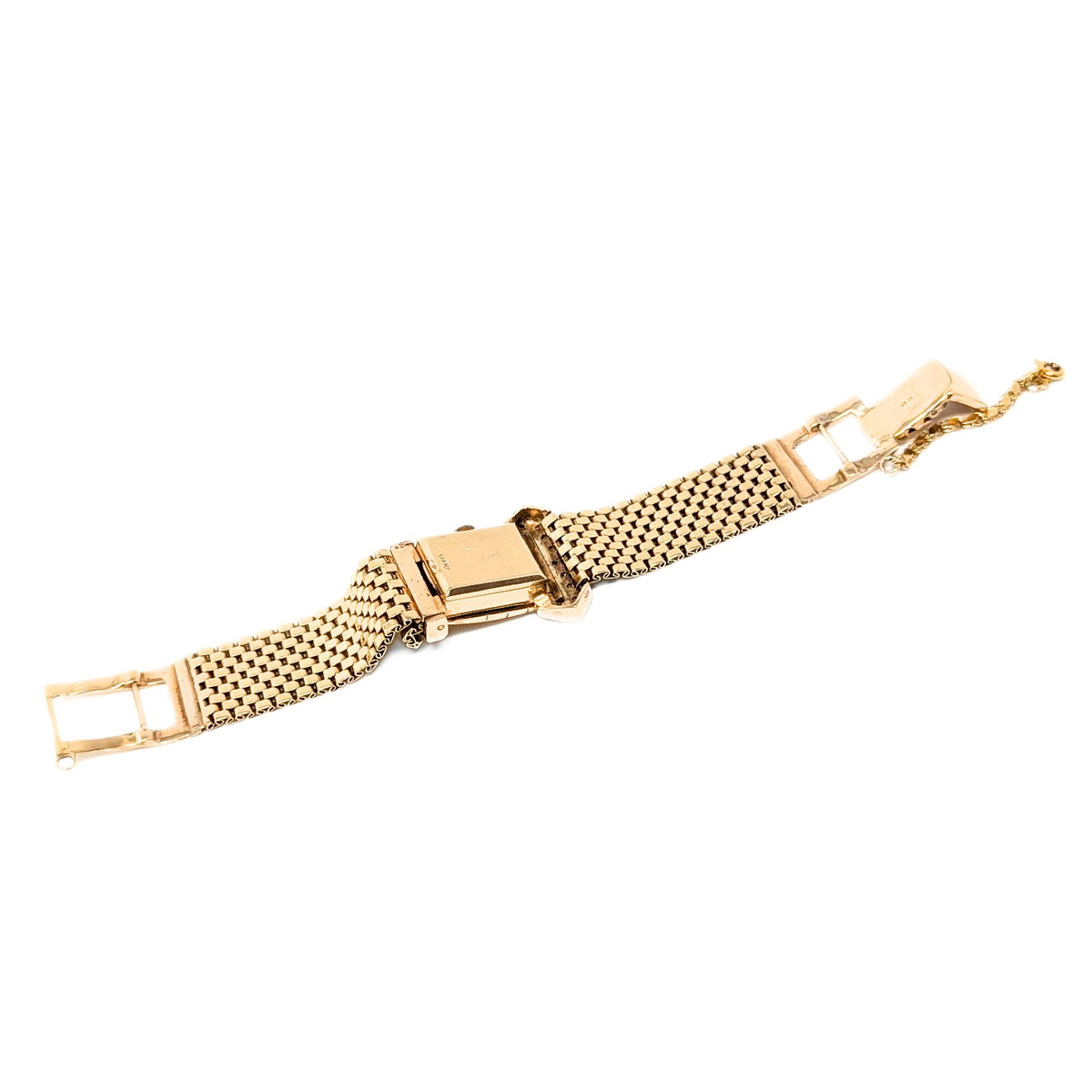 Vintage 14K Gold & Diamond Buckle Weave Hidden Watch Bracelet