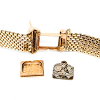 Vintage 14K Gold & Diamond Buckle Weave Hidden Watch Bracelet