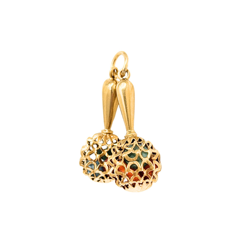 18K Gold Rattling Maracas Charm