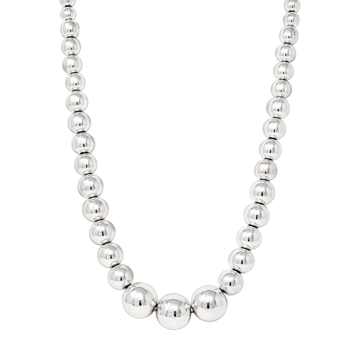 Taxco Sterling Silver 8mm-22mm Graduating Bead 25" Necklace