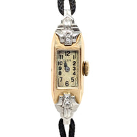 Elgin 1935 14K Gold & Diamond Art Deco Ladies Watch (Runs)