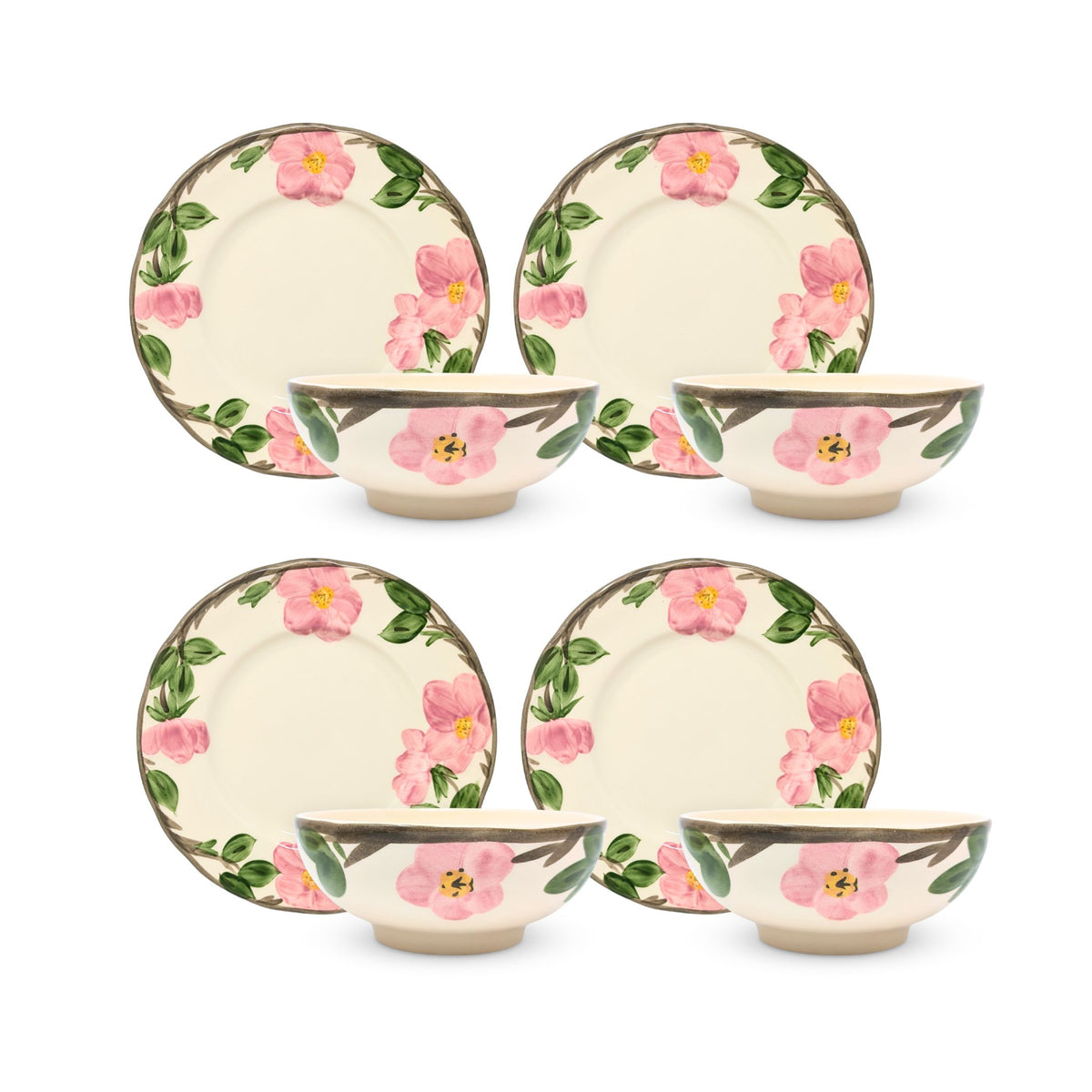 Franciscan "Desert Rose" (4) Salad Plates & (4) Oatmeal Bowls