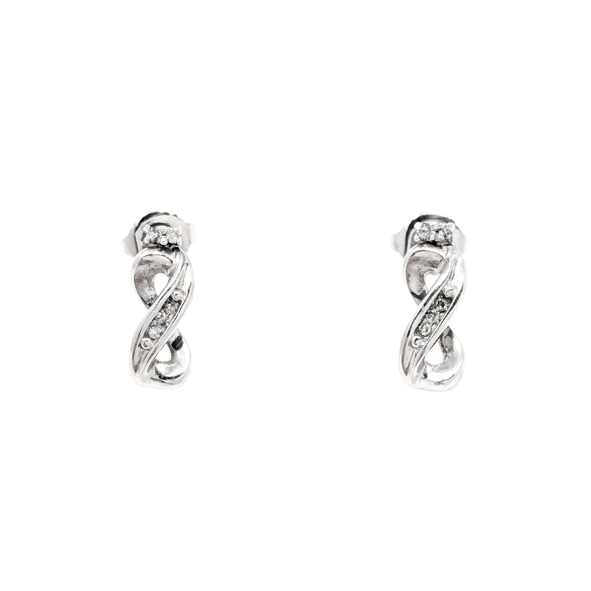 14K White Gold Figurine-8 Diamond Drop Earrings