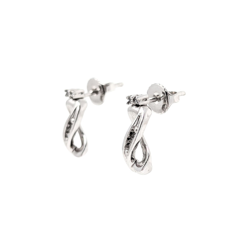 14K White Gold Figurine-8 Diamond Drop Earrings