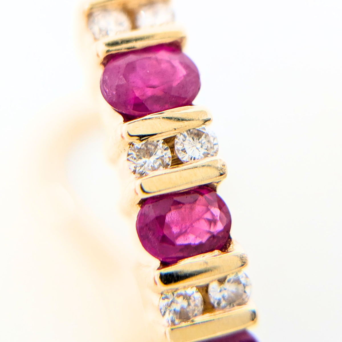 14K Gold, Ruby & Diamond Bar Drop Earrings