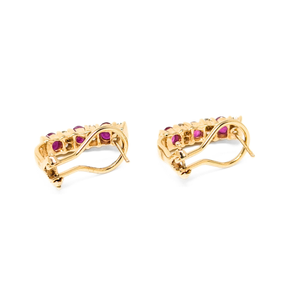 14K Gold, Ruby & Diamond Bar Drop Earrings