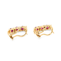 14K Gold, Ruby & Diamond Bar Drop Earrings