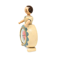 Vintage Sheffield Wooden Folk Art Wind-Up Clock