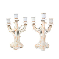 Dresden Style Porcelain Figural Three-Branch Candelabras (Pair)