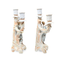 Dresden Style Porcelain Figural Three-Branch Candelabras (Pair)