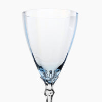 Fostoria Azure Blue 8 1/4" Optic Water Goblets W/ Clear Stem (6) 5098-5298